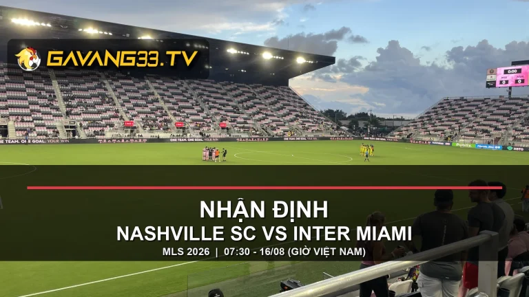 Ảnh tư liệu Nashville SC và Inter Miami CF tập trung trước trận, có logo GavangTV