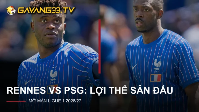 Nhận định Rennes vs PSG: Lợi thế sân đấu và cơ hội mở màn 1 Brice Samba và Ousmane Dembélé, cầu thủ Rennes và PSG, có logo GavangTV