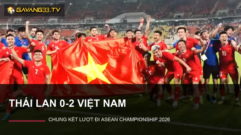 Đội tuyển Việt Nam với tiêu đề thắng Thái Lan 2-0 và logo website