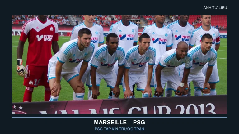 PSG khép kín buổi tập trước trận làm khách Marseille 2 Ảnh tư liệu đội hình Olympique de Marseille tại Valais Cup 2013