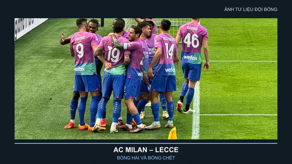 Ảnh tư liệu cầu thủ AC Milan trong trận gặp Lecce năm 2024